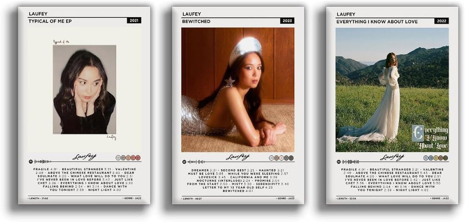 Laufey Poster Typical of Me Album 3 Piece Set (Paper and Canvas) Art Poster Printing Print