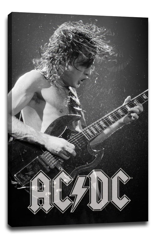 AC/DC-(Angus Young - Live On Stage - B&W) Music (Paper and Canvas) Art Poster Printing Print