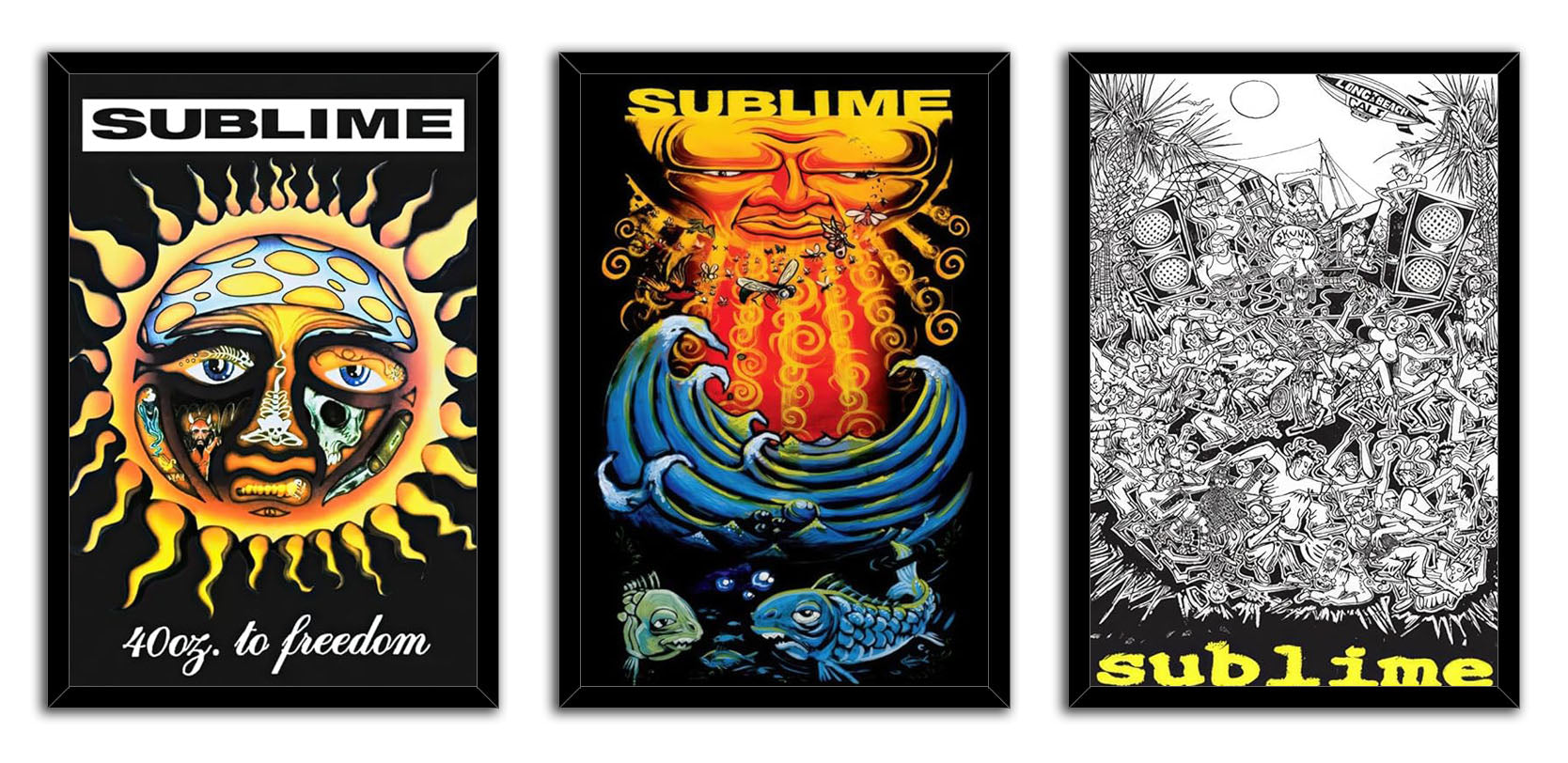 Sublime-Everything Under The Sun, 40oz. To Freedom & What I Got-3 Piece Music (Paper and Canvas) Art Poster Printing Print