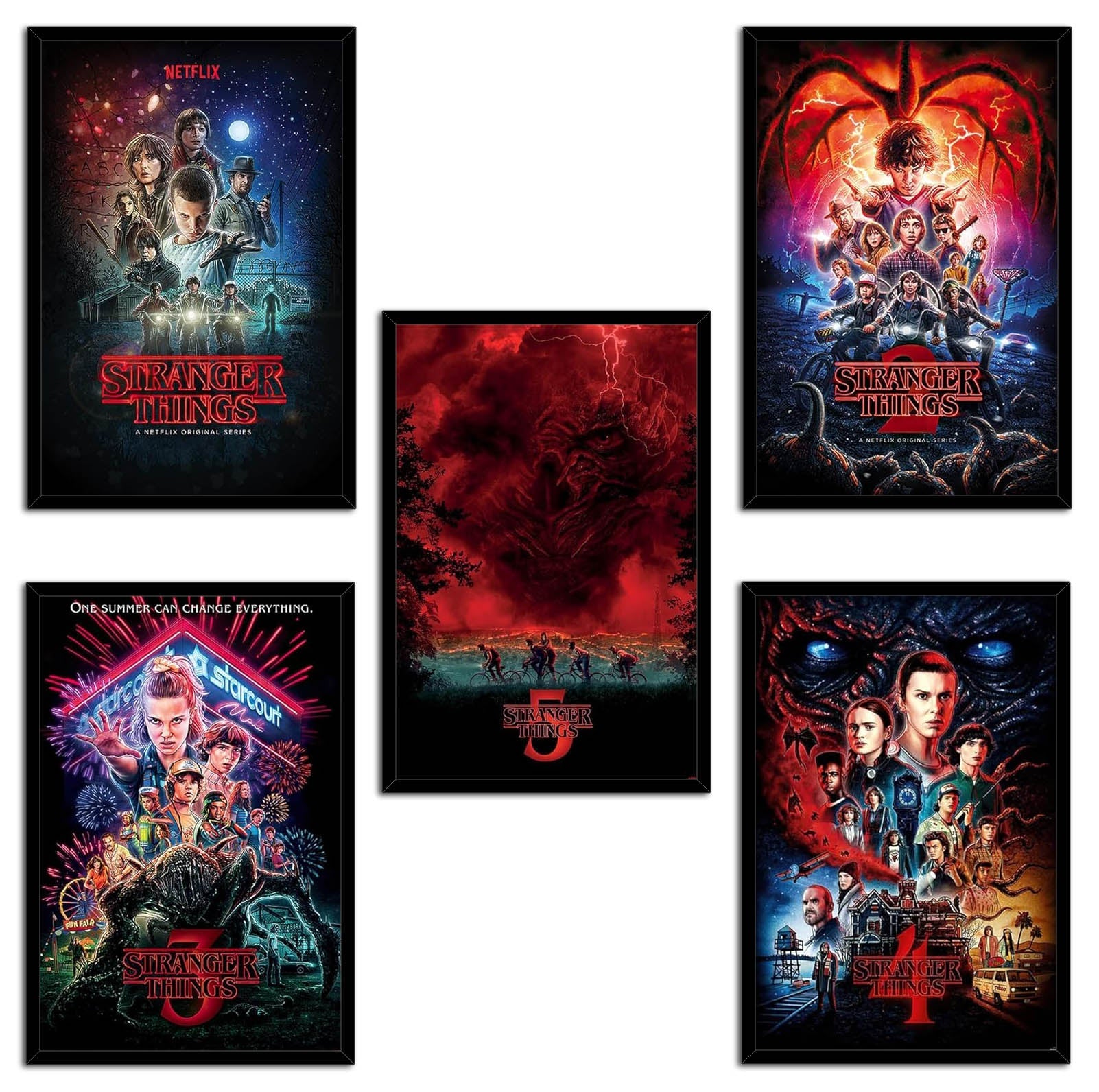 Stranger Things 1, 2, 3, 4 & 5 - TV Series (Paper and Canvas) Art Poster Printing Print