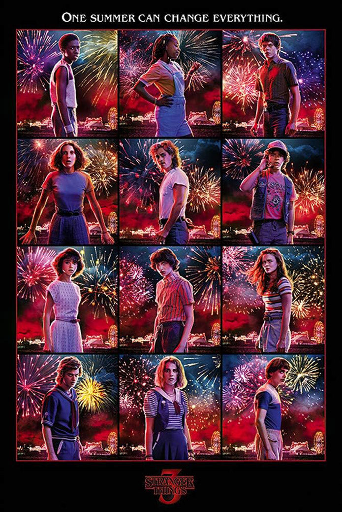 Stranger Things 3 - Character Grid TV Series (Paper and Canvas) Art Poster Printing Print