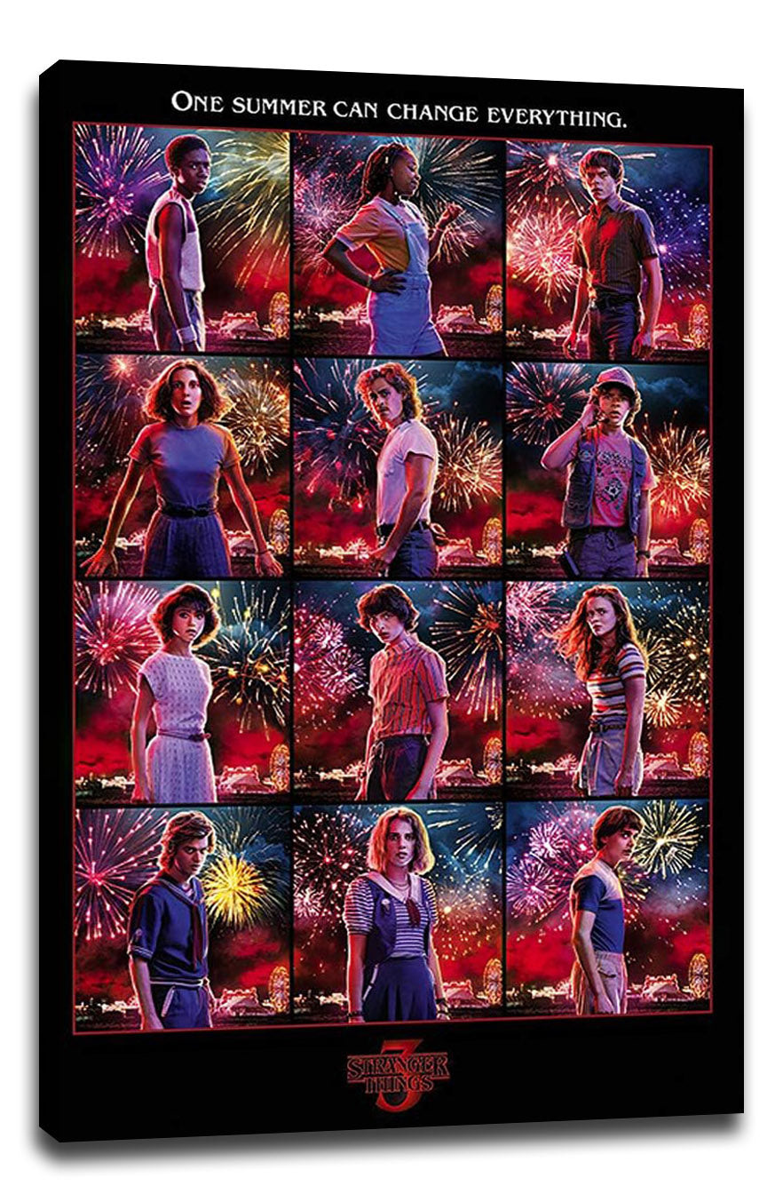 Stranger Things 3 - Character Grid TV Series (Paper and Canvas) Art Poster Printing Print