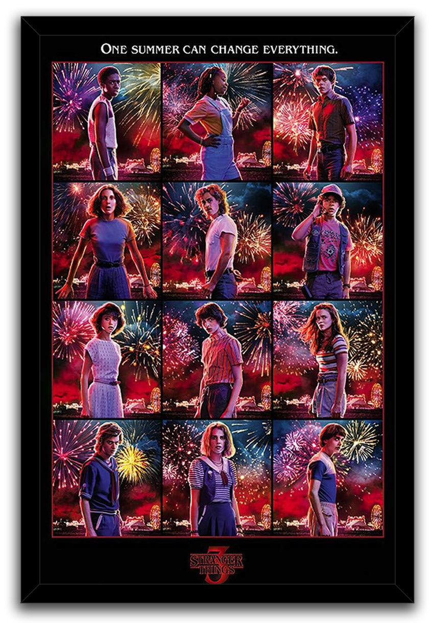 Stranger Things 3 - Character Grid TV Series (Paper and Canvas) Art Poster Printing Print