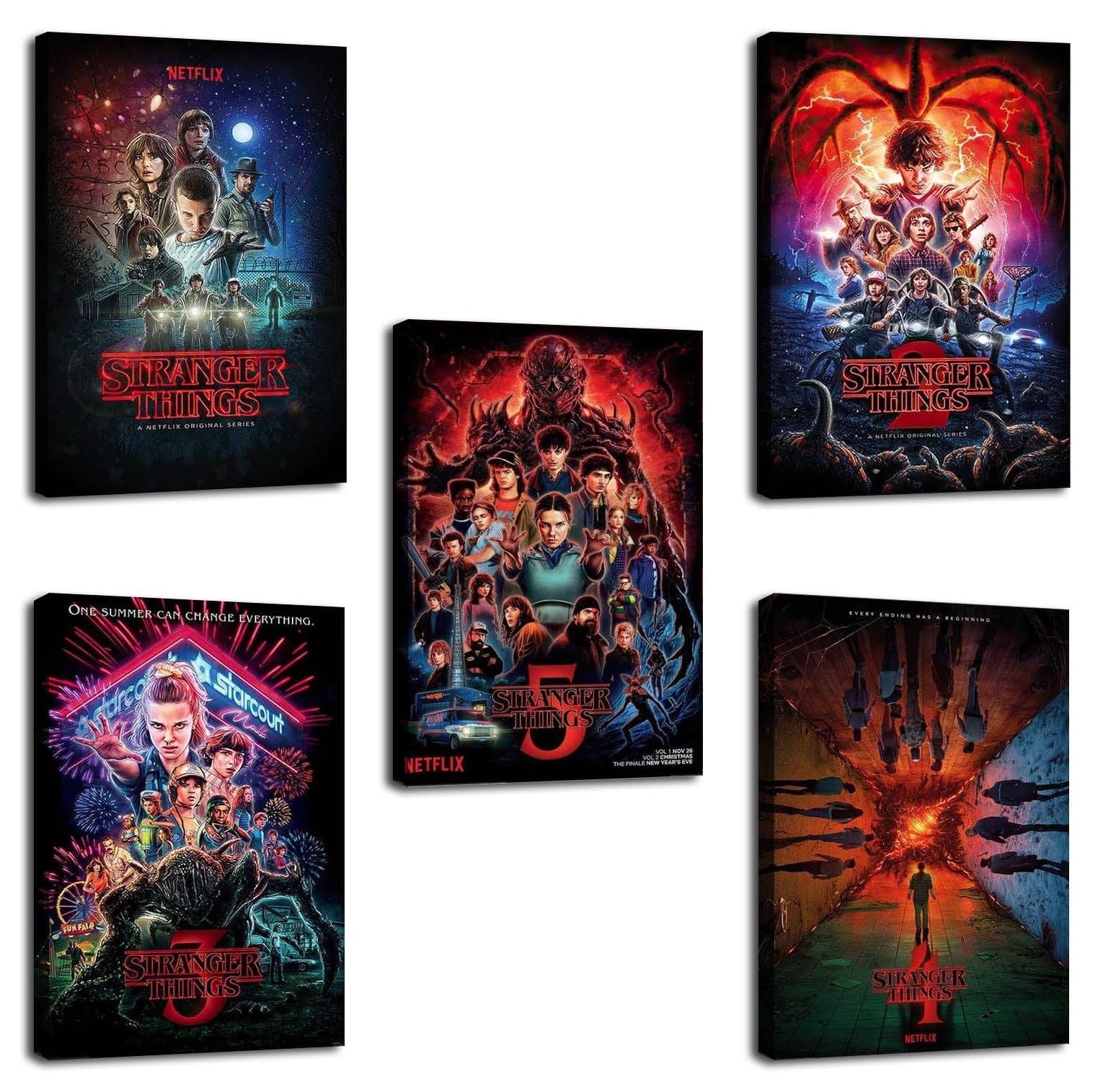 Stranger Things - Seasons 1, 2, 3, 4 & 5 TV Series (Paper and Canvas) Art Poster Printing Print