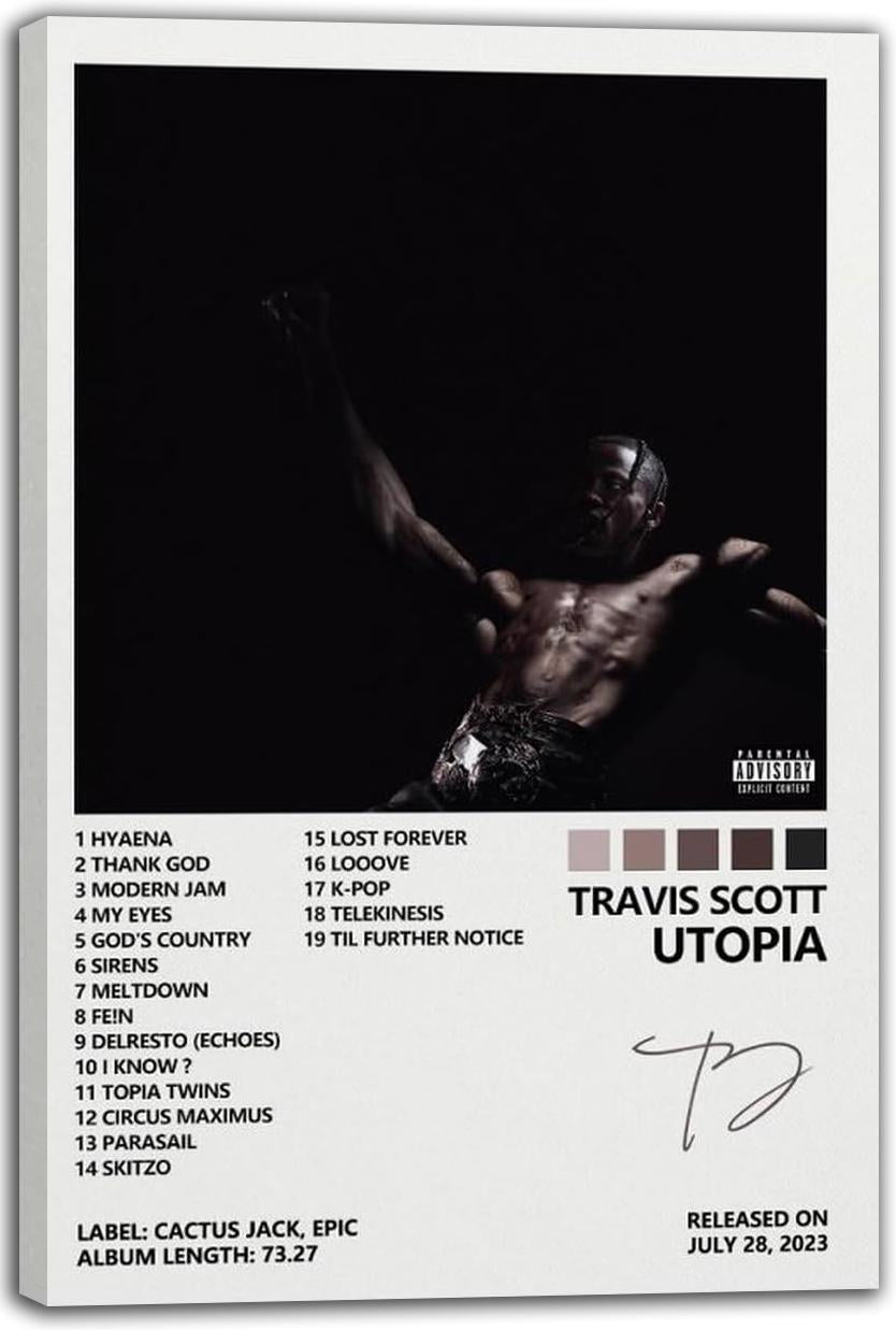 Travis Scott Poster Utopia Album Cover for Bedroom (Paper and Canvas) Art Poster Printing Print