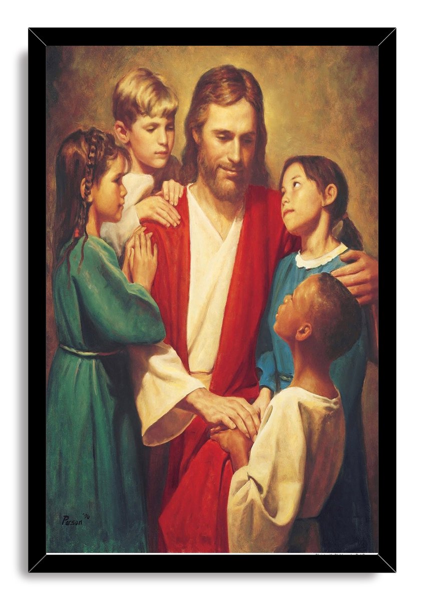 Jesus with Children Decorative Painting (paper and canvas) art poster printing print