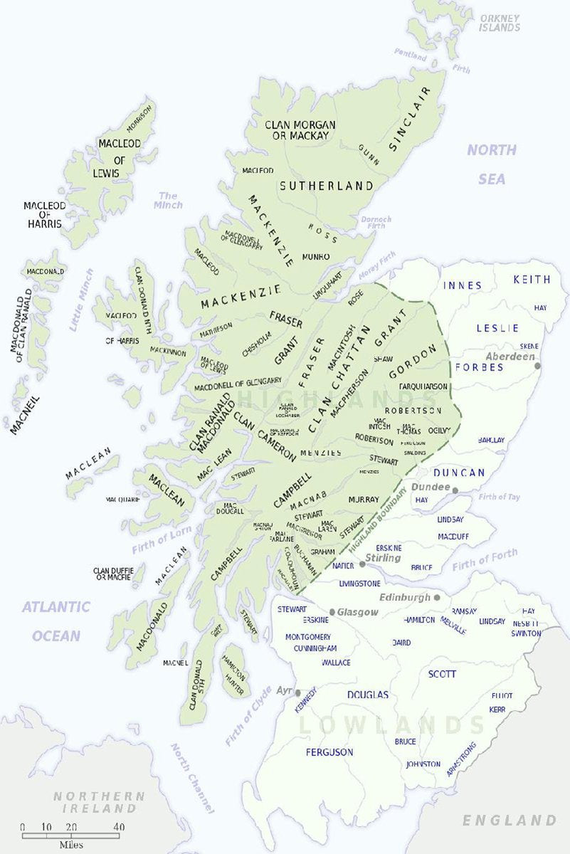 Historical Scottish Clans Map Decorative Painting (paper and canvas) art poster printing print
