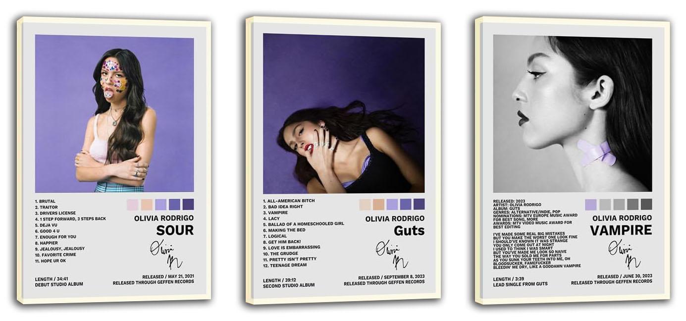 Olivia Rodrigo Poster A Set of 3 Album Decorative Painting (paper and canvas) art poster printing print