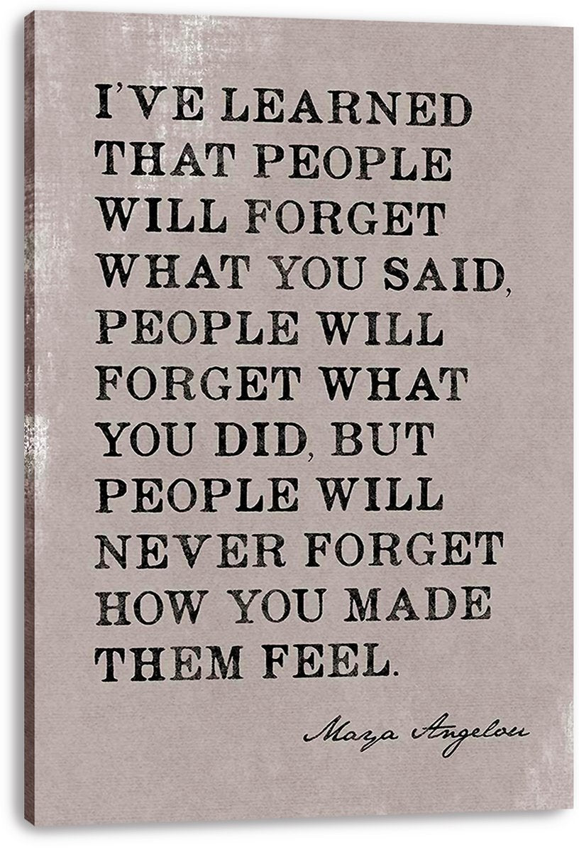Maya Angelou Inspirational Quote 'How You Made Them Feel' Decorative Painting (paper and canvas) art poster printing print