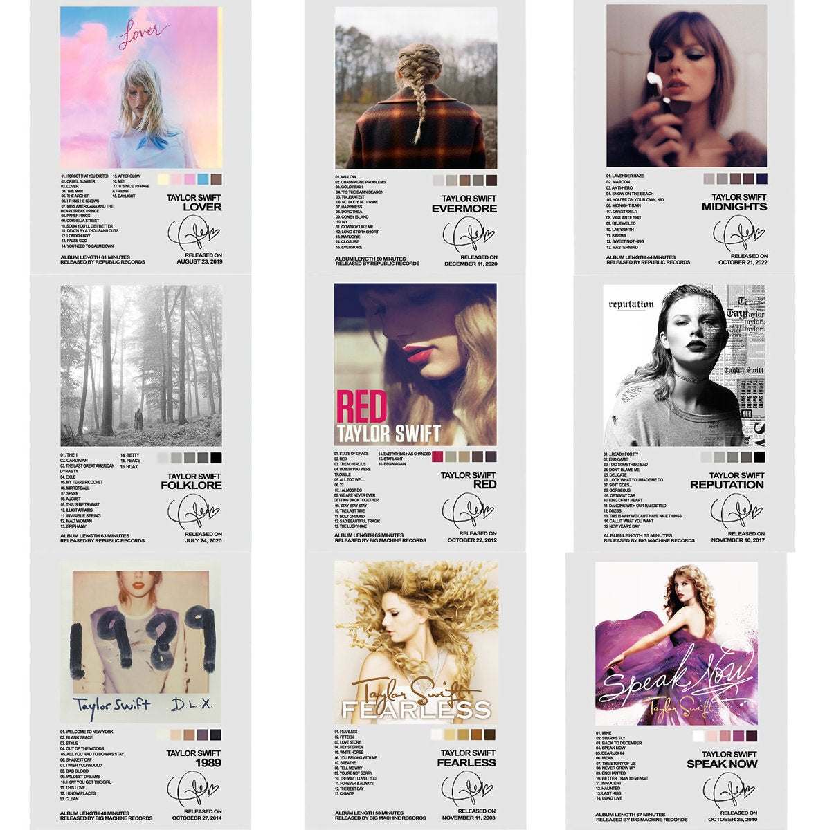 Taylor Swift Albums Decorative Painting (paper and canvas) art poster printing print