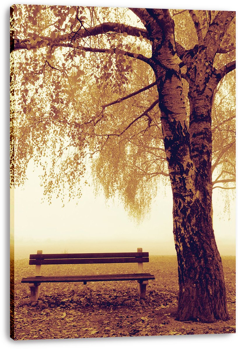 Autumn Park Bench and Tree Decorative Painting (paper and canvas) art poster printing print