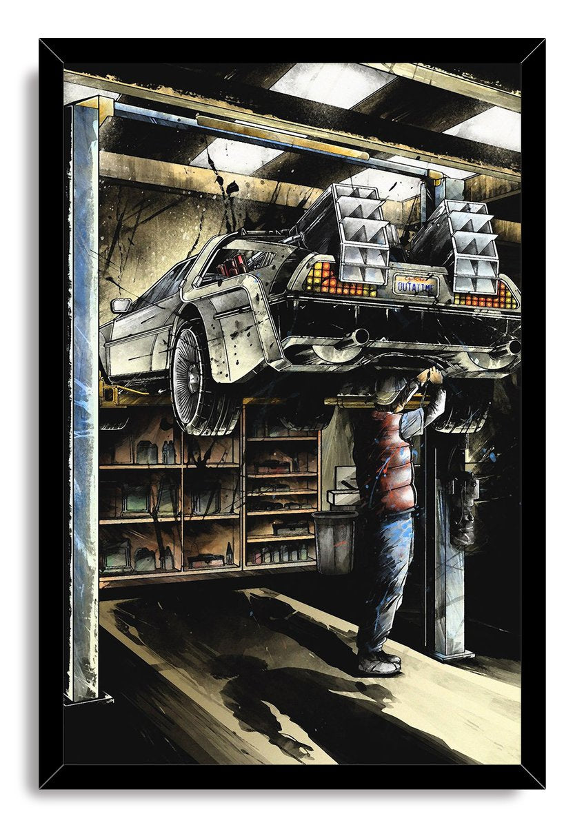 DeLorean Time Machine Mechanic Back to the Future Decorative Painting (paper and canvas) art poster printing print