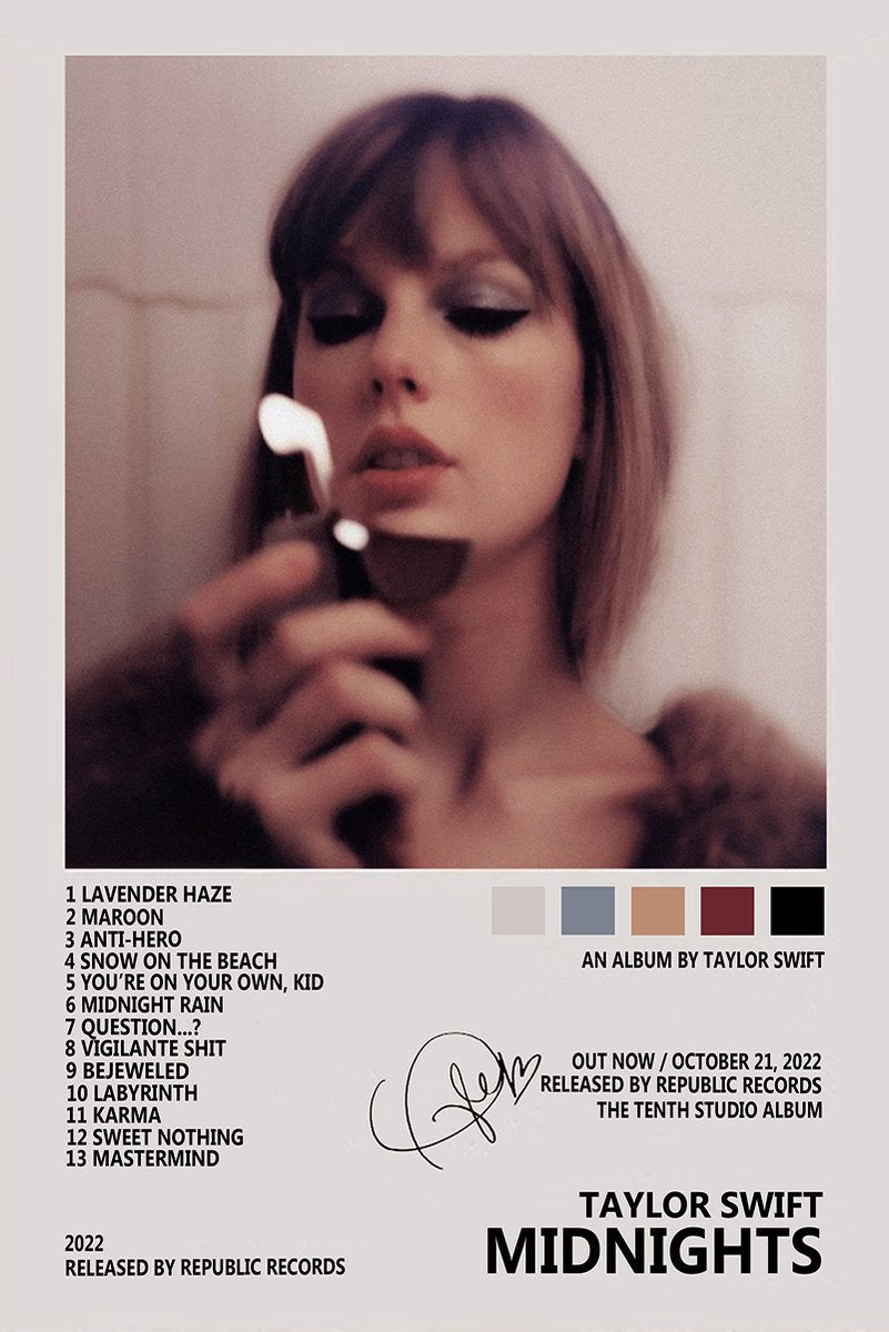 Taylor Swift "Midnights" Album Art Decorative Painting (paper and canvas) art poster printing print