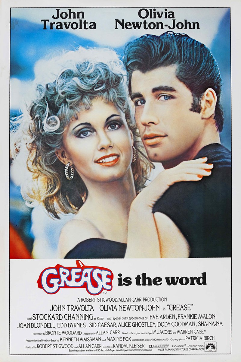 Grease Movie John Travolta Olivia Newton-John Decorative Painting (paper and canvas) art poster printing print