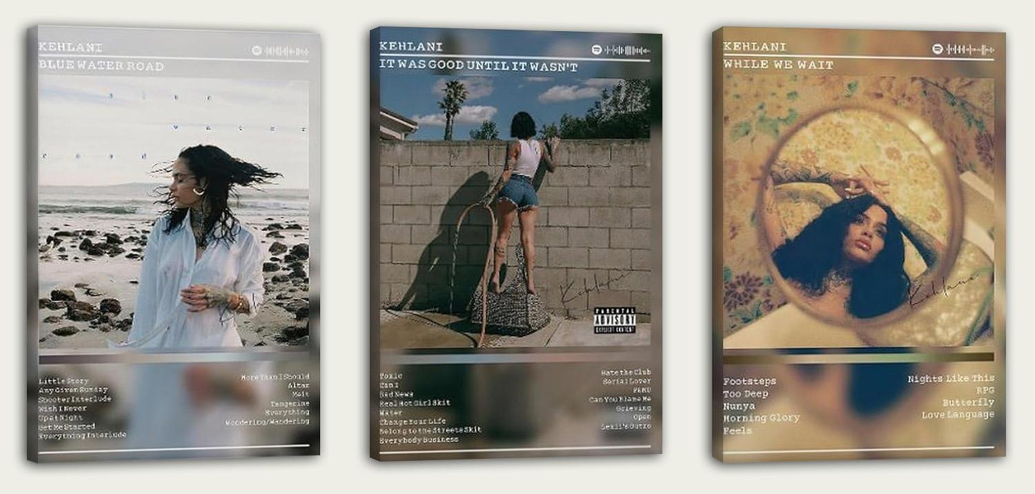Kehlani Poster BLUE WATER ROAD WHILE WE WAIT Album 3 Piece Set (Paper and Canvas) Art Poster Printing Print