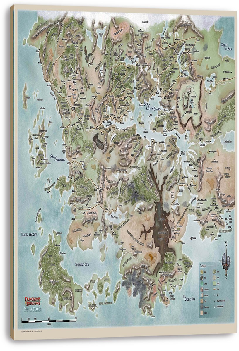 Dungeons & Dragons Faerûn Map Decorative Painting (paper and canvas) art poster printing print