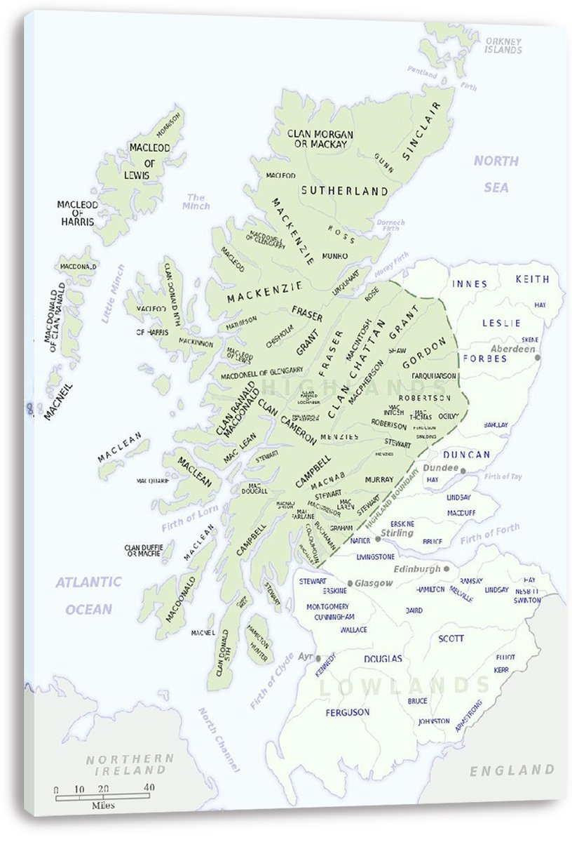 Historical Scottish Clans Map Decorative Painting (paper and canvas) art poster printing print